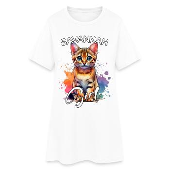 Savannah Cat Mädchen Savannah Katze - Frauen T-Shirt-Kleid - Weiß - Vorne