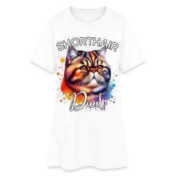 Exotische Kurzhaarkatze Papa - Frauen T-Shirt-Kleid - Weiß - Vorne