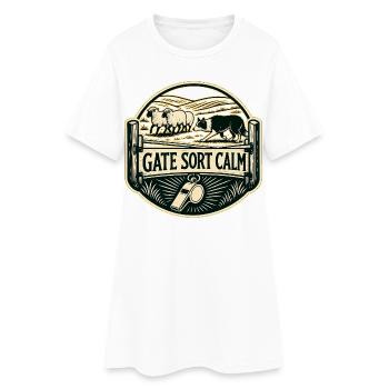 GATE SORT CALM Hund - Frauen T-Shirt-Kleid - Weiß - Vorne