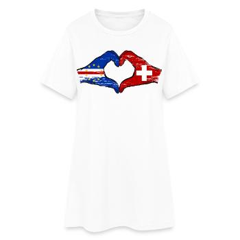 Kap Verde Schweiz Flagge Hände Herzform used - Frauen T-Shirt-Kleid - Weiß - Vorne