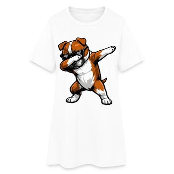 Bull terrier Staffordshire en train de s’attaquer - Robe T-shirt Femme - blanc - Devant