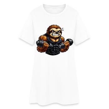 Strong sloth in bodybuilding - Women’s T-Shirt Dress - white - Front