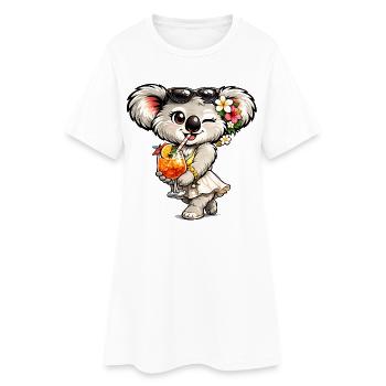 Sweet koala with tropical cocktail - Women’s T-Shirt Dress - white - Front
