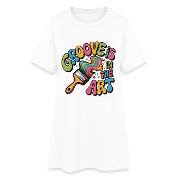 Groove steckt in der Kunst - Frauen T-Shirt-Kleid - Weiß - Vorne