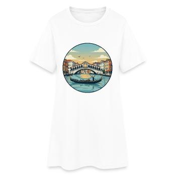 Venedig, Italien Rialto-Brücke-Gondelaufkleber - Frauen T-Shirt-Kleid - Weiß - Vorne