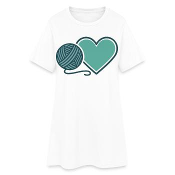 Lustige Häkelgarnliebhaber Herz-Häkelnadel - Frauen T-Shirt-Kleid - Weiß - Vorne