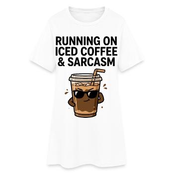 Eiskaffee mit einer Prise Sarkasmus - Frauen T-Shirt-Kleid - Weiß - Vorne