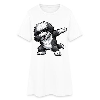 Dabbing Bearded Collie - Frauen T-Shirt-Kleid - Weiß - Vorne