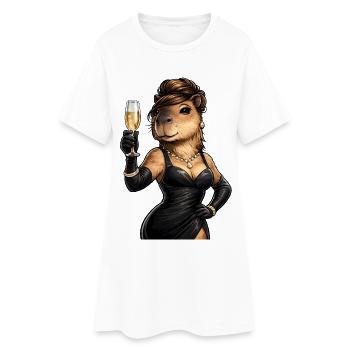 Elegante Capybara Dame mit Sektglas - Women’s T-Shirt Dress - white - Front