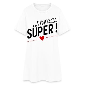 Süper - Frauen T-Shirt-Kleid - Weiß - Vorne