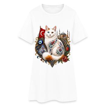 Osmanische Katze - Frauen T-Shirt-Kleid - Weiß - Vorne