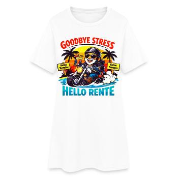 Schluss mit Stress: Hallo Rente - Frauen T-Shirt-Kleid - Weiß - Vorne