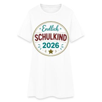 Endlich Schulkind 2026 Badge - Frauen T-Shirt-Kleid - Weiß - Vorne