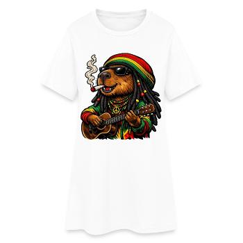 Sweet Capybara in Rastafari Style - Women’s T-Shirt Dress - white - Front