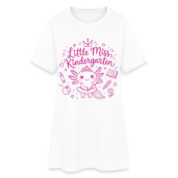 Little Miss Kindergarten – Süßer Axolotl - Frauen T-Shirt-Kleid - Weiß - Vorne