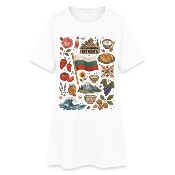 Bulgarien | Berge, Rosen & Heimatliebe - Frauen T-Shirt-Kleid - Weiß - Vorne