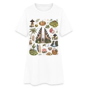 Bali | Tempel, Tropen & Fernweh - Frauen T-Shirt-Kleid - Weiß - Vorne