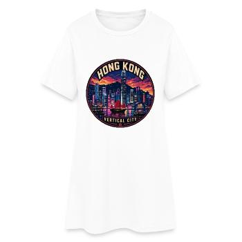 Hong Kong Skyline Vintage Reiseabzeichen - Frauen T-Shirt-Kleid - Weiß - Vorne