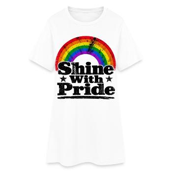Shine With Pride Regenbogen Vintage Shirt Sticker - Frauen T-Shirt-Kleid - Weiß - Vorne