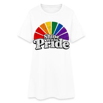 Shine With Pride LGBTQ Statement Retro CSD Fan - Frauen T-Shirt-Kleid - Weiß - Vorne