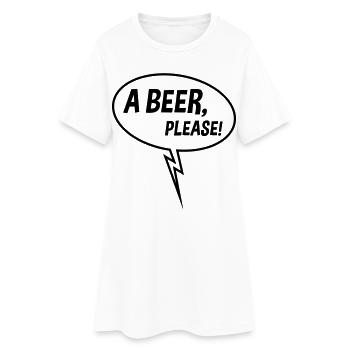 Ein Bier, bitte! (Sprechblase, Trinken, Down B) - Frauen T-Shirt-Kleid - Weiß - Vorne