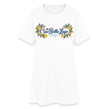 Ciao Bella Lago Motif Citron Vagues - Robe T-shirt Femme - blanc - Devant