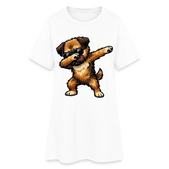 Dabbing Border Terrier im Comic Stil - Frauen T-Shirt-Kleid - Weiß - Vorne