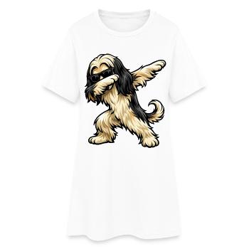 Dabbing Afghanischer Windhund - Frauen T-Shirt-Kleid - Weiß - Vorne