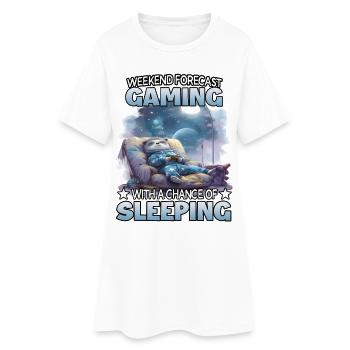 Weekend Forecast Gaming Panda - Frauen T-Shirt-Kleid - Weiß - Vorne