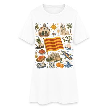 Katalonien | Gaudí, Küste & Genuss - Frauen T-Shirt-Kleid - Weiß - Vorne