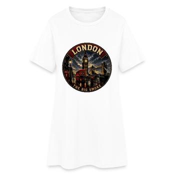 London Big Smoke Vintage-Reiseabzeichen - Frauen T-Shirt-Kleid - Weiß - Vorne