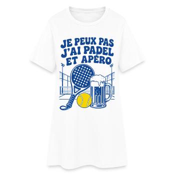 Je Peux Pas J'ai Padel et Apéro Humour - Robe T-shirt Femme - blanc - Devant