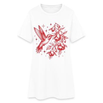 Kolibri-Blumen Vogelbeobachter - Frauen T-Shirt-Kleid - Weiß - Vorne