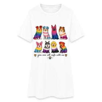Pride Herding Dogs | You Are All Safe With Me - Frauen T-Shirt-Kleid - Weiß - Vorne