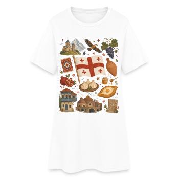Georgien | Kaukasus, Genuss & Heimat - Frauen T-Shirt-Kleid - Weiß - Vorne