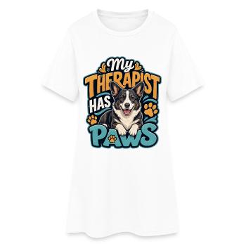 Cardiganwelshcorgi - Frauen T-Shirt-Kleid - Weiß - Vorne