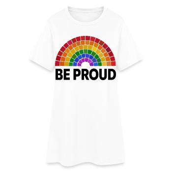 Be Proud | Regenbogen Mosaik | Pride | LGBT - Frauen T-Shirt-Kleid - Weiß - Vorne