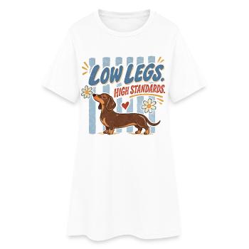 Dackel Low Legs High Standards Retro - Frauen T-Shirt-Kleid - Weiß - Vorne