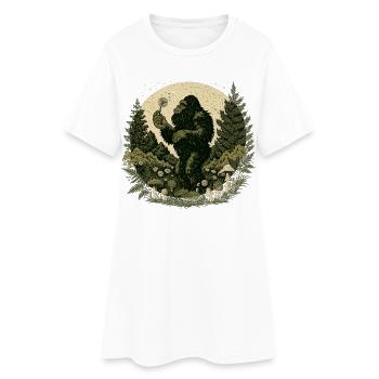 Bigfoot Forest Mushroom Natural Folklore - Women’s T-Shirt Dress - white - Front