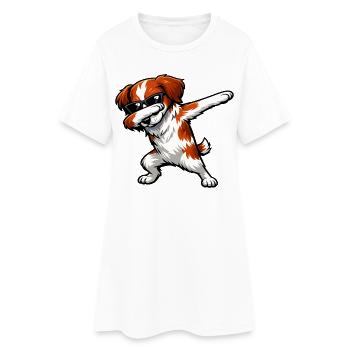 Dabbing Bretonischer Spaniel - Frauen T-Shirt-Kleid - Weiß - Vorne