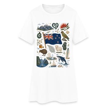 Neuseeland | Kiwi, Fjorde & Abenteuer - Frauen T-Shirt-Kleid - Weiß - Vorne