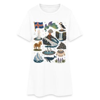Island | Vulkane, Geysire & Nordlicht - Frauen T-Shirt-Kleid - Weiß - Vorne