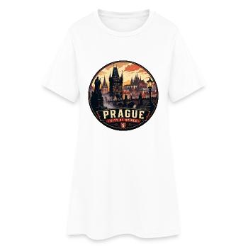 Emblème vintage de la ville de flèches de Prague - Robe T-shirt Femme - blanc - Devant