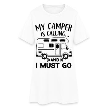 Mon campeur appelle et je dois faire du camping drôle - Robe T-shirt Femme - blanc - Devant