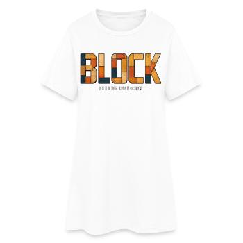 BLOCK – Charakterbau | Holzes Wortspiel - Frauen T-Shirt-Kleid - Weiß - Vorne