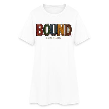 BOUND – Going Places | Ein Buchspiel mit Worten - Frauen T-Shirt-Kleid - Weiß - Vorne