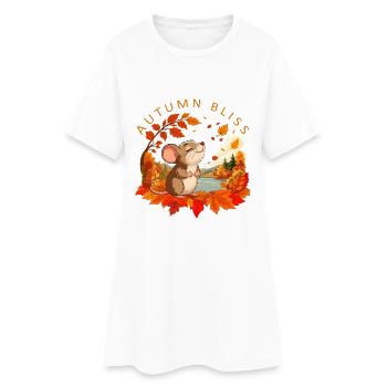 Autumn Mouse in Gold - Women’s T-Shirt Dress - white - Front