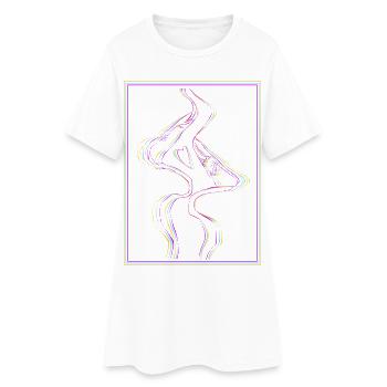 Küssende Münder im Regenbogenrahmen - Frauen T-Shirt-Kleid - Weiß - Vorne