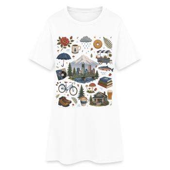Portland, Oregon Café, Nature et Roses - Robe T-shirt Femme - blanc - Devant