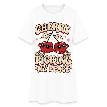 Cherry Picking My Peace – Kirschen Humor - Frauen T-Shirt-Kleid - Weiß - Vorne
